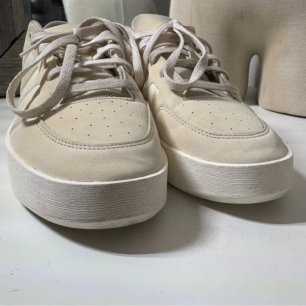 Adidas Cream Platform Sneakers with Suede Finish